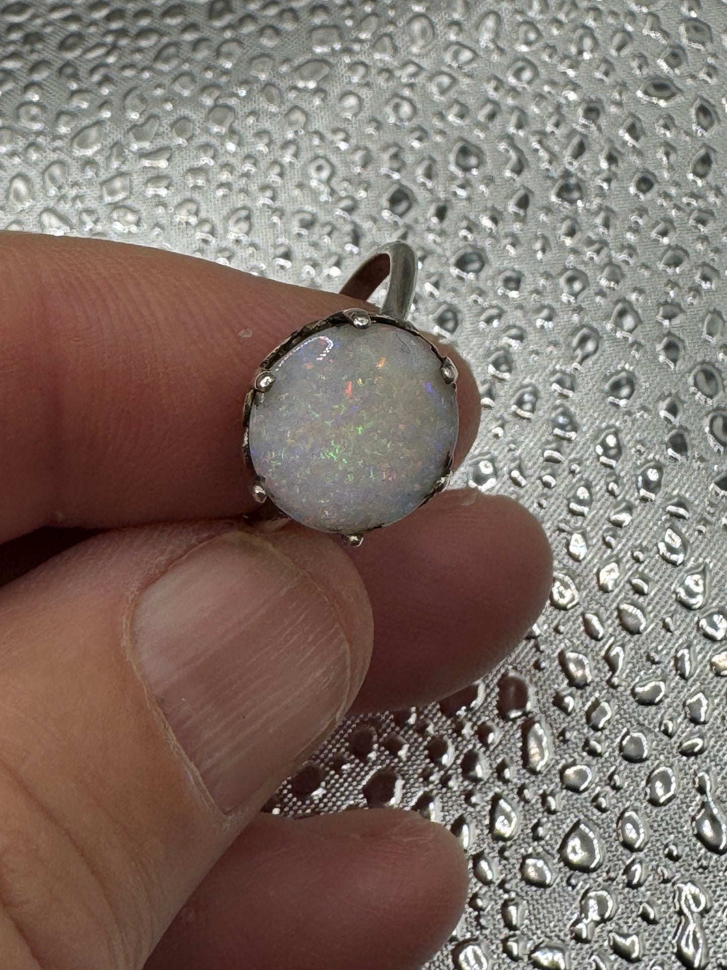 beautiful silver opal round ring