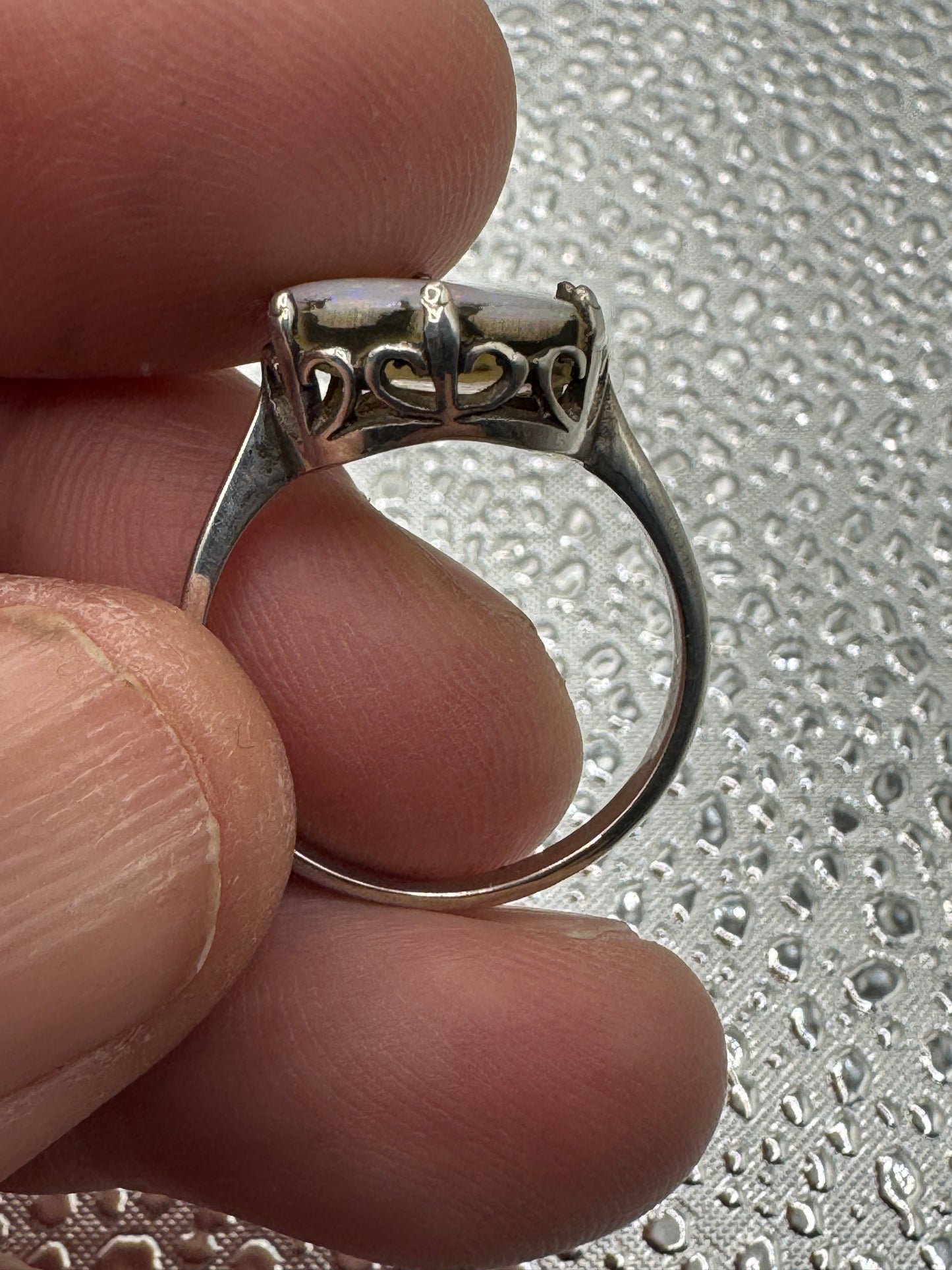 beautiful silver opal round ring