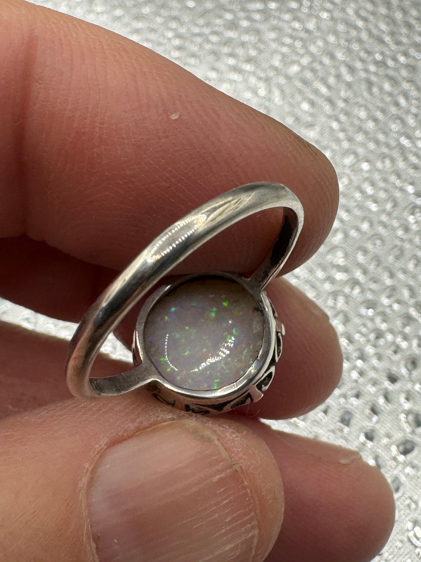 beautiful silver opal round ring