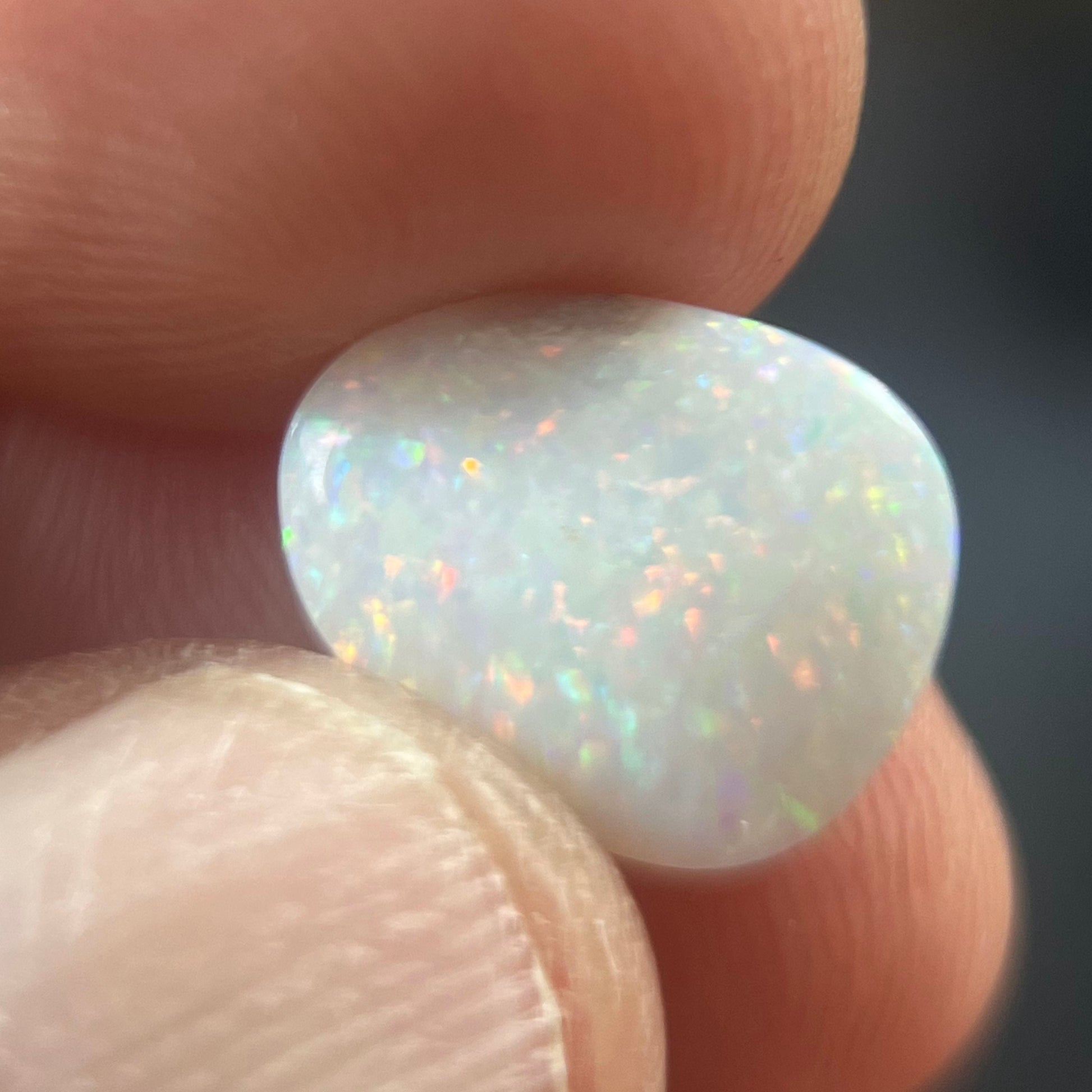 Coober Pedy pinfire, showing all the colours. Ready for setting. "A little gem".