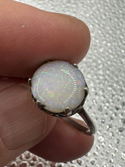 beautiful silver opal round ring