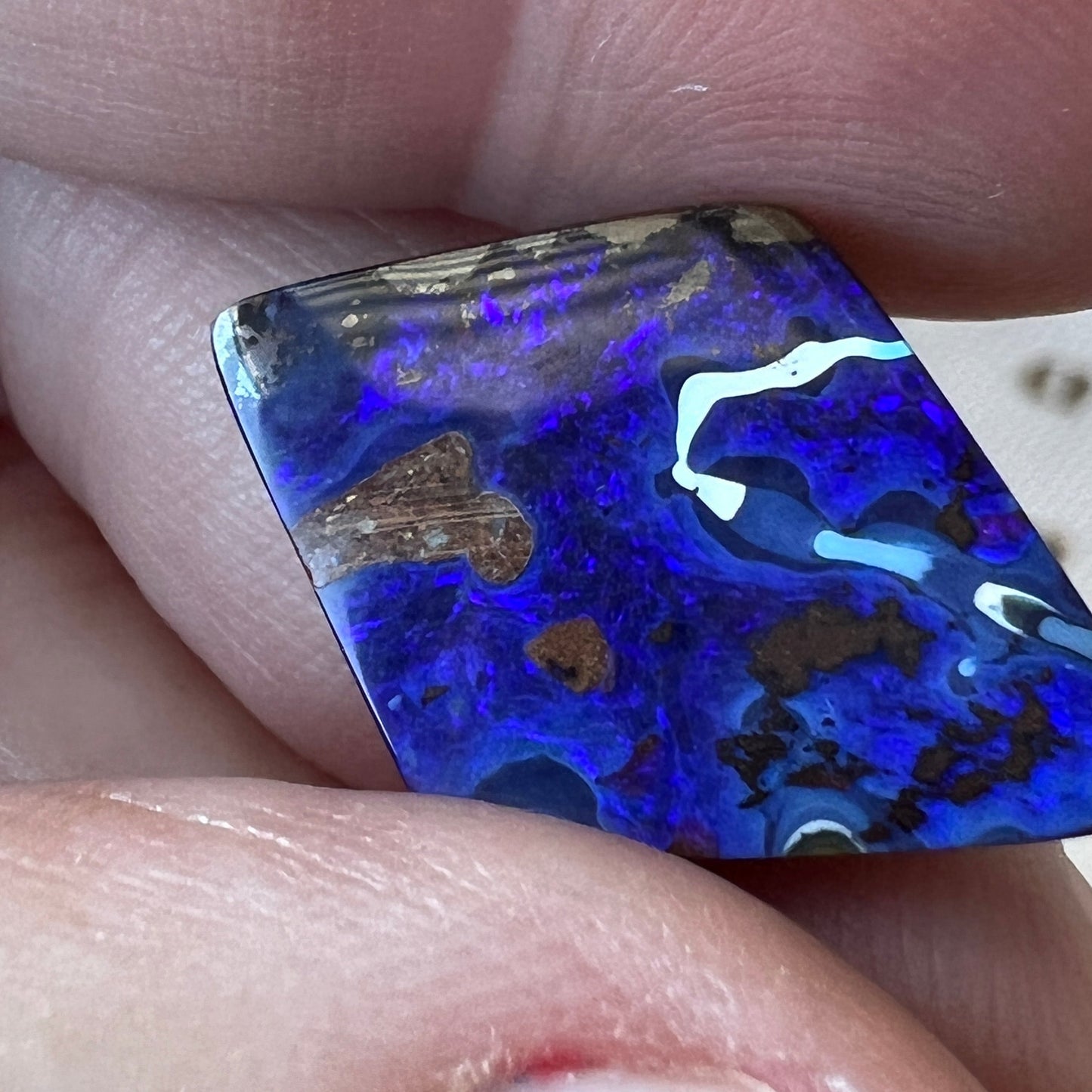 A beautiful blue piece of Winton boulder opal. 