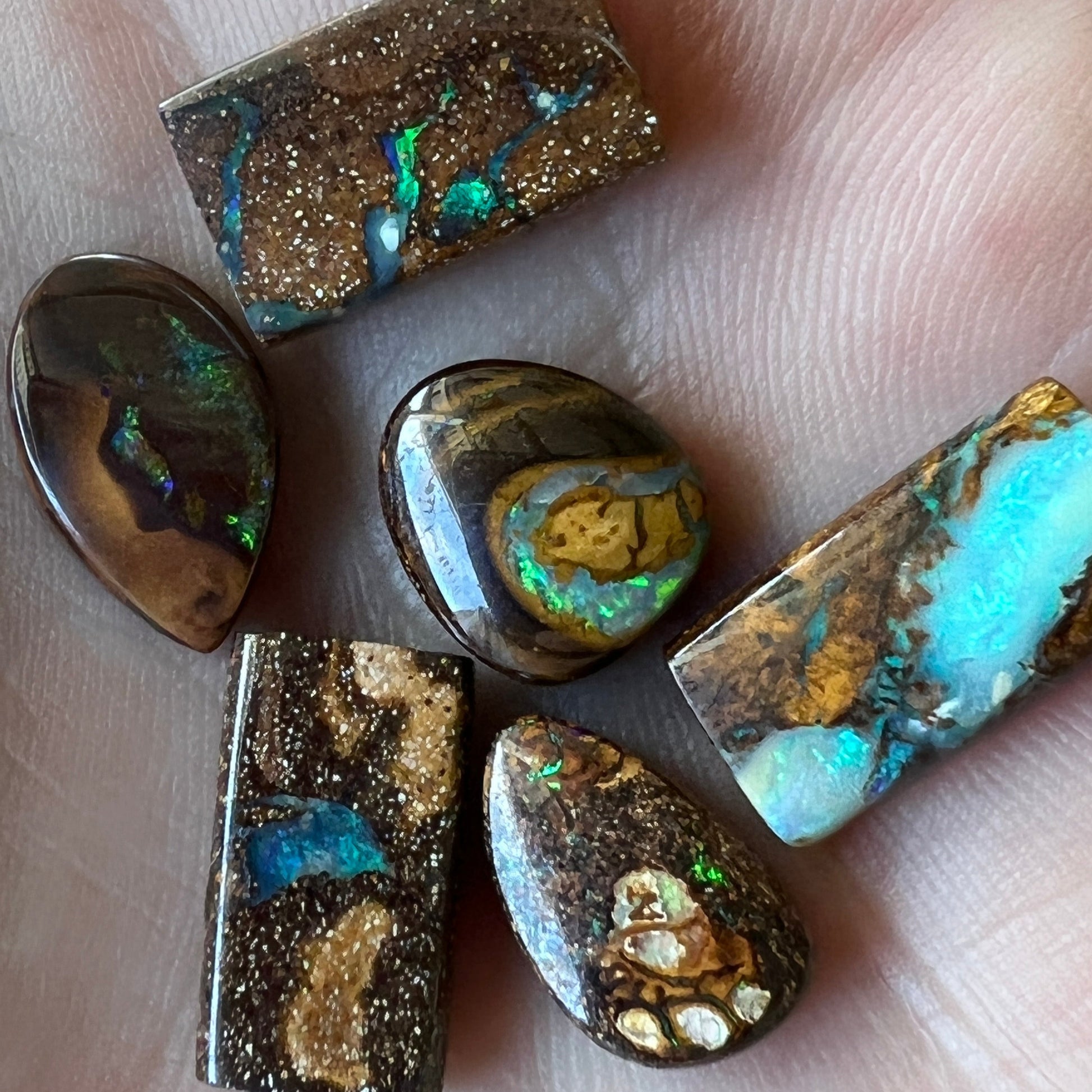 Beautiful boulder opal bundle from Winton. Cut and polished, ready for setting.