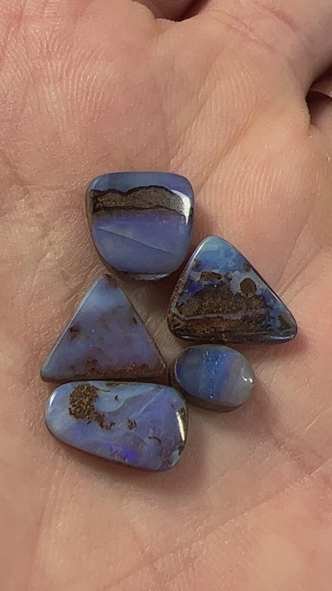 Five lovely pieces of Winton boulder opal. Nice blues and lovely polish.